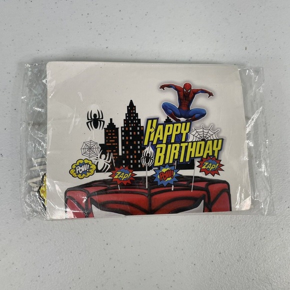 Spiderman Cake Cupcake Toppers Table Cover Happy Birthday Decorations Party - Picture 2 of 5